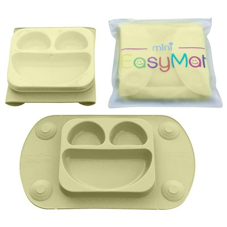 Silikonowy talerzyk z podkładką  dla dzieci - lunchbox - EasyTots - EasyMat Mini 2in1OLIVE