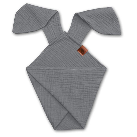 Pieluszka dla niemwląt dou dou z uszami królika z organicznej BIO bawełny GOTS cozy muslin with ears 2in1 Grey - Hi Little One