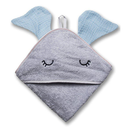 Hi Little One - Ręcznik z kapturem 100 x 100 ELEPHANT hooded bath towel Baby blue