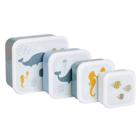 Lunchboxy śniadaniówki dla dzieci - Zwierzęta Oceanu - A Little Lovely Company - 4 szt.