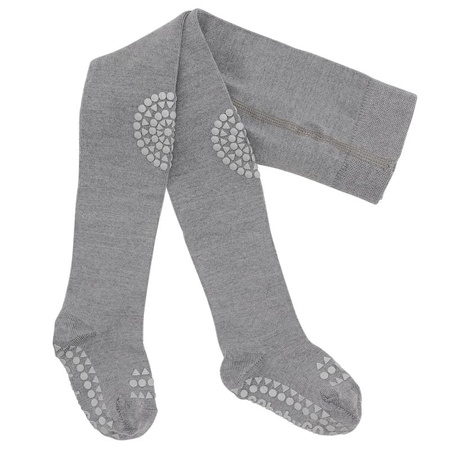 Antypoślizgowe rajstopy dla dziecka do raczkowania i do nauki chodzenia WOOL Grey Melange 6-12 m-cy - Go BabyGo