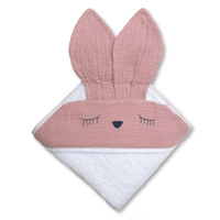 Hi Little One - Ręcznik z kapturkiem 100 x 100 BUNNY hooded bath towel Blush
