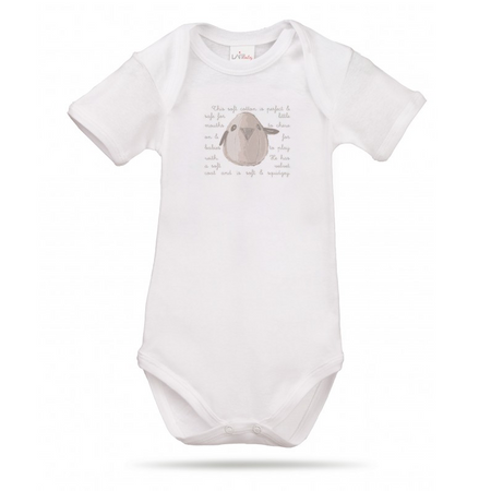 Body dla dziecka - Lait Baby Organic Body Short Sleeve Tweet the Bird Gray 6 m+