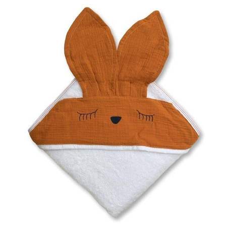 Hi Little One - Ręcznik z kapturkiem 100 x 100 SLEEPY BUNNY hooded bath towel Apricot