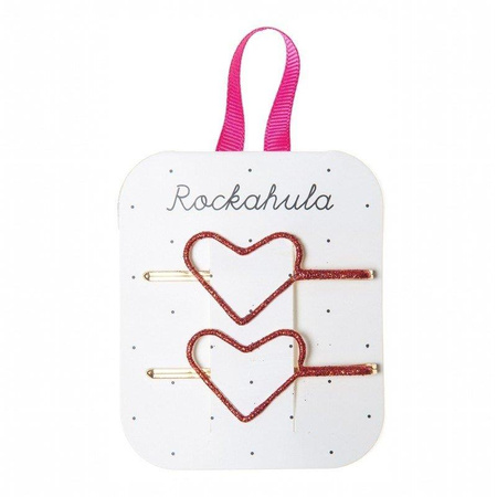 Rockahula Kids - wsuwki do włosów dla dziewczynki Glitter Heart Red