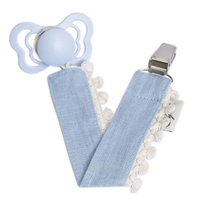 Zawieszka do smoczka dziecka  Pacifier holder BOHO LEO Light Blue - Pom Pom 