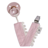 Zawieszka do smoczka  dziecka Pacifier holder BOHO LEO Rose - Pom Pom 