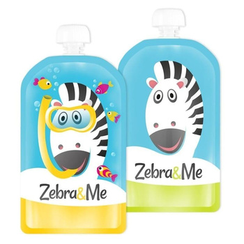 Saszetki wielorazowe do karmienia dzieci - Zebra &amp; Me DIVER - 2 PACK